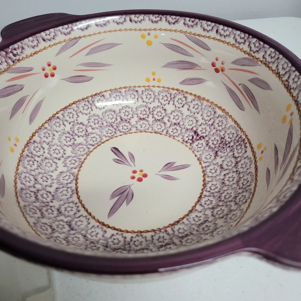Temp-tations Old World 3qt Round Serving Bowl with Lid Purple Floral